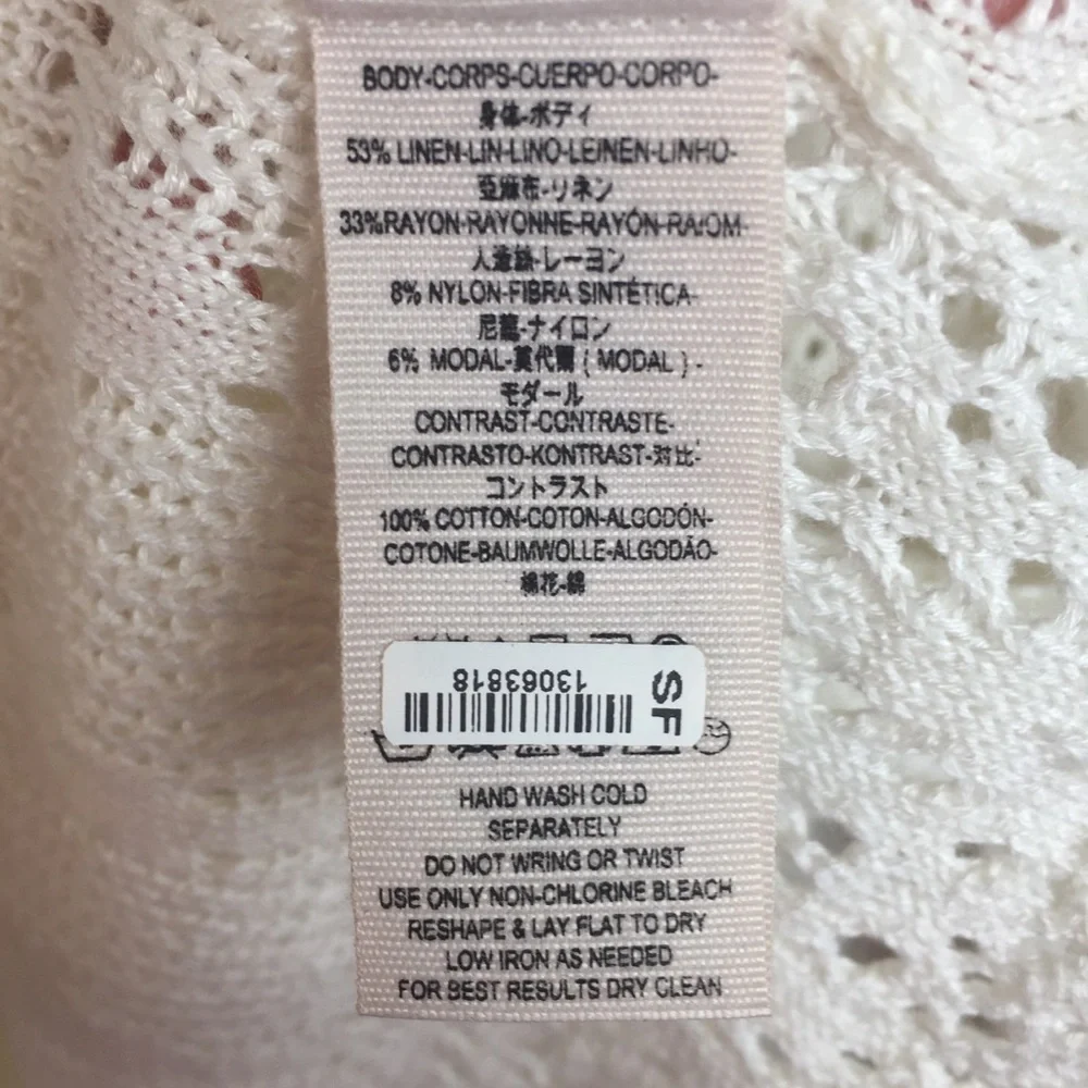 Free People Once Upon a Time Cream Crochet Lace Bell Sleeve Blouse